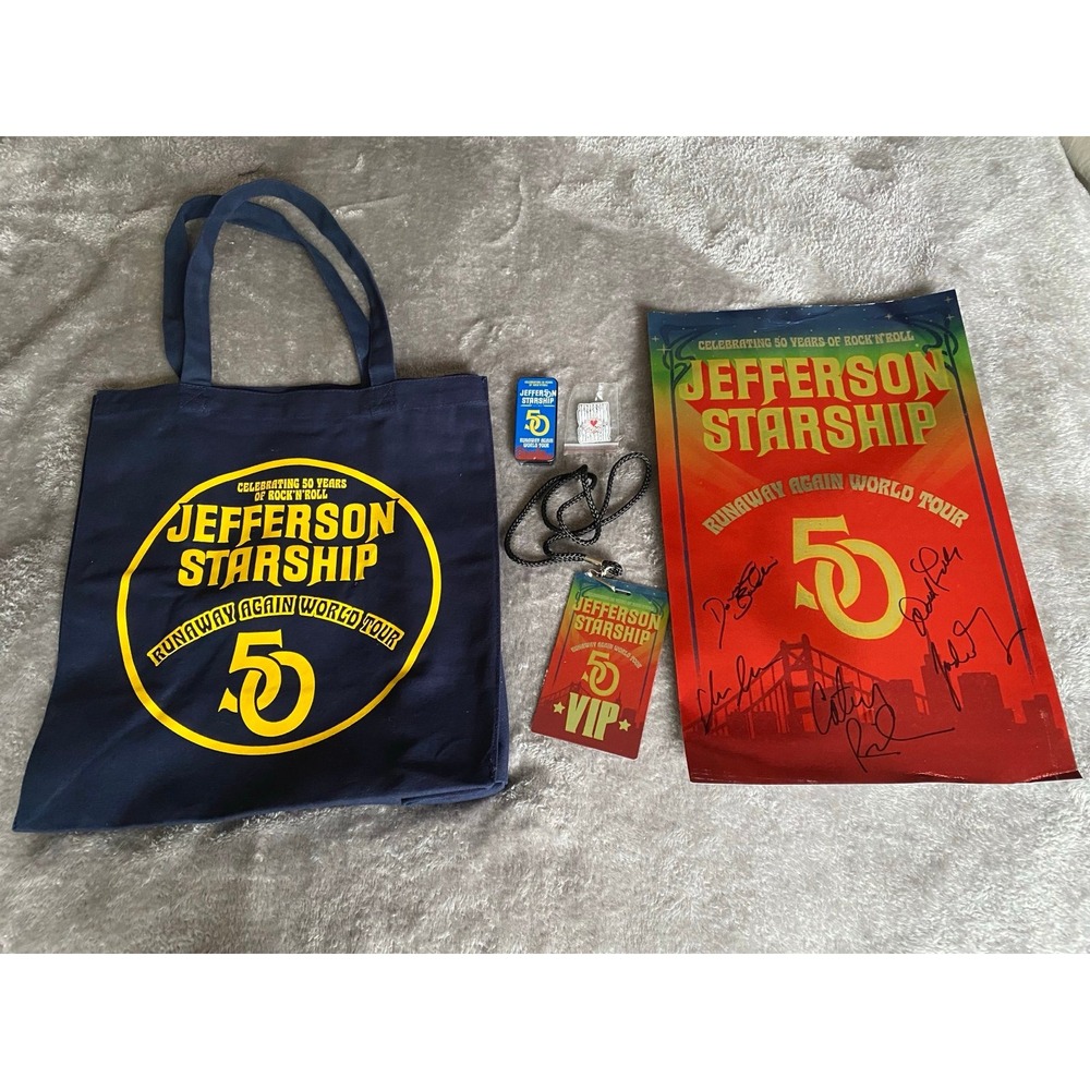 Jefferson Starship 50th Band Swag Bag Signed Poster Tags 2025 Runaway